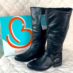 Closet Closing Sale! BareTraps Black Knee High Riding Boots Size 6.5 M Wide Calf